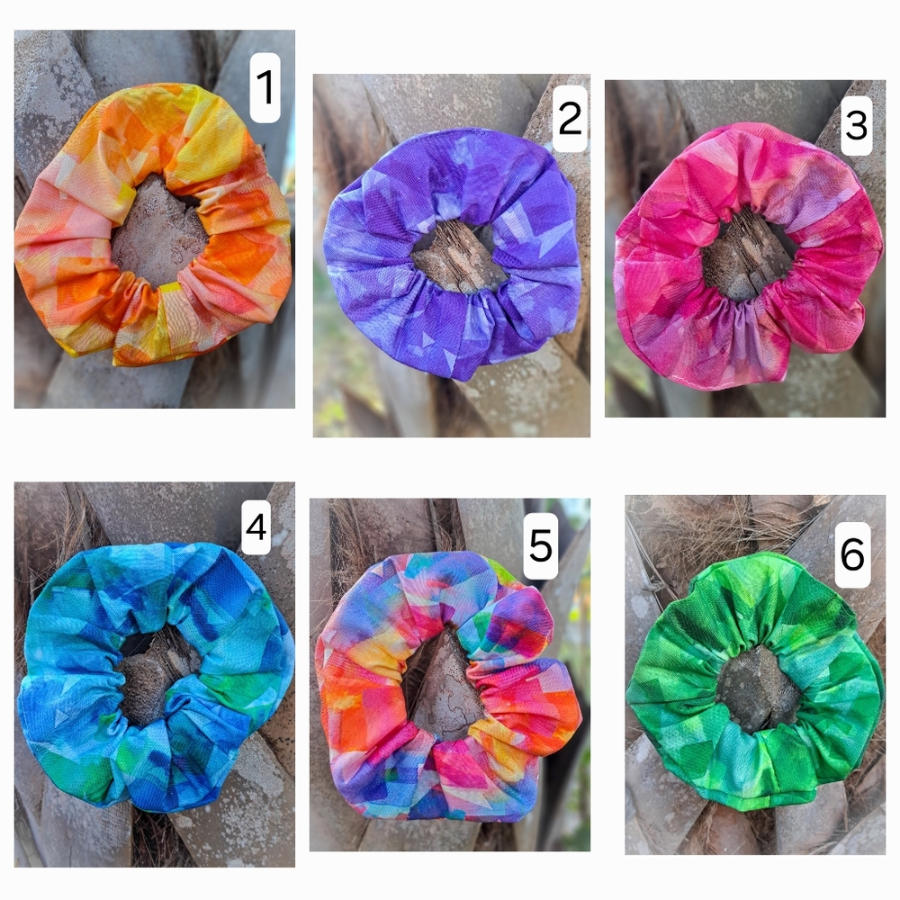 ONE Cotton Scrunchie Hair Tie Colorful Abstract Purple Pink Blue Prints